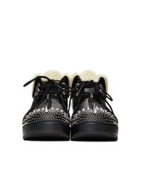schwarze beschlagene Schnürstiefeletten aus Leder von Gucci