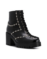 schwarze beschlagene Schnürstiefeletten aus Leder von McQ Alexander McQueen