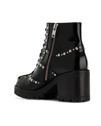 schwarze beschlagene Schnürstiefeletten aus Leder von McQ Alexander McQueen