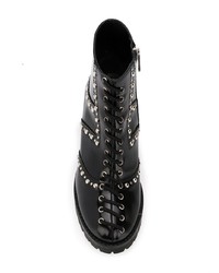 schwarze beschlagene Schnürstiefeletten aus Leder von McQ Alexander McQueen