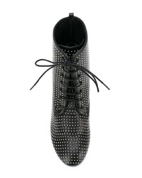 schwarze beschlagene Schnürstiefeletten aus Leder von Marc Ellis