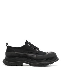 schwarze beschlagene Segeltuch niedrige Sneakers von Alexander McQueen