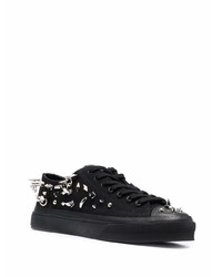 schwarze beschlagene Segeltuch niedrige Sneakers von Givenchy