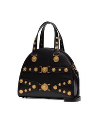 schwarze beschlagene Shopper Tasche aus Leder von Versace