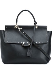 schwarze beschlagene Shopper Tasche aus Leder von Lanvin