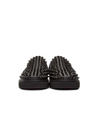 schwarze beschlagene Slip-On Sneakers aus Leder von Christian Louboutin