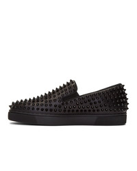 schwarze beschlagene Slip-On Sneakers aus Leder von Christian Louboutin