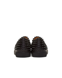 schwarze beschlagene Slip-On Sneakers aus Leder von Christian Louboutin