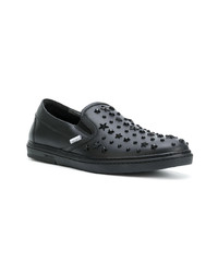 schwarze beschlagene Slip-On Sneakers aus Leder von Jimmy Choo