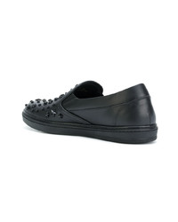schwarze beschlagene Slip-On Sneakers aus Leder von Jimmy Choo