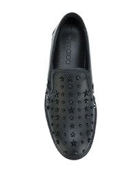 schwarze beschlagene Slip-On Sneakers aus Leder von Jimmy Choo