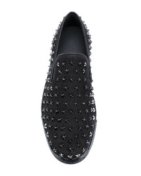 schwarze beschlagene Slip-On Sneakers aus Leder von Philipp Plein