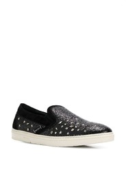 schwarze beschlagene Slip-On Sneakers von Jimmy Choo