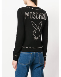 schwarze beschlagene Strickjacke von Moschino