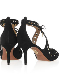 schwarze beschlagene Wildleder Pumps von Aquazzura