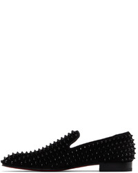 schwarze beschlagene Wildleder Slipper von Christian Louboutin