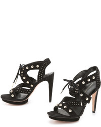 schwarze beschlagene Wildledersandalen von Rebecca Minkoff