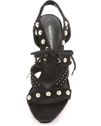 schwarze beschlagene Wildledersandalen von Rebecca Minkoff