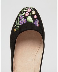 schwarze bestickte Ballerinas von Asos