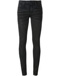 schwarze bestickte enge Jeans aus Baumwolle von Off-White