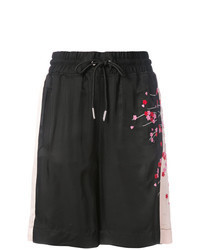 schwarze bestickte Bermuda-Shorts