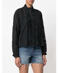 schwarze bestickte Bluse mit Knöpfen von Isabel Marant Etoile