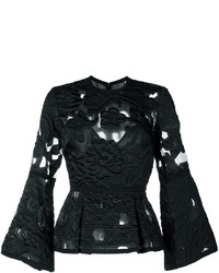schwarze bestickte Bluse von Elie Saab