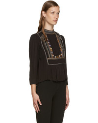 schwarze bestickte Bluse von Etoile Isabel Marant