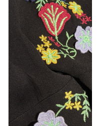 schwarze bestickte Bluse von Anna Sui