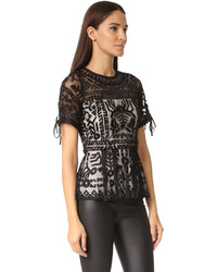 schwarze bestickte Bluse von Parker