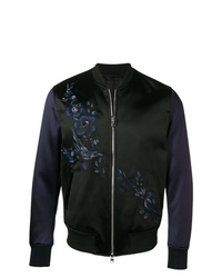 schwarze bestickte Bomberjacke von Alexander McQueen