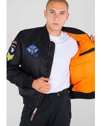 schwarze bestickte Bomberjacke von Alpha Industries