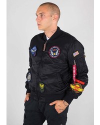 schwarze bestickte Bomberjacke von Alpha Industries