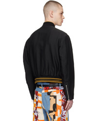 schwarze bestickte Bomberjacke von Dries Van Noten