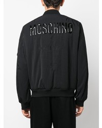 schwarze bestickte Bomberjacke von Moschino