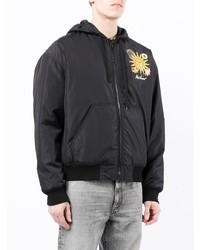 schwarze bestickte Bomberjacke von Moschino