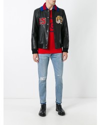 schwarze bestickte Bomberjacke von Gucci