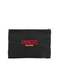 schwarze bestickte Clutch Handtasche von Balenciaga