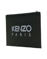 schwarze bestickte Clutch Handtasche von Kenzo