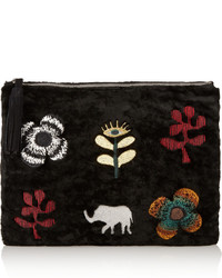 schwarze bestickte Clutch