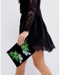 schwarze bestickte Clutch von Oasis