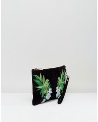 schwarze bestickte Clutch von Oasis