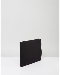 schwarze bestickte Clutch von Boohoo