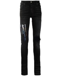 schwarze bestickte enge Jeans von Amiri