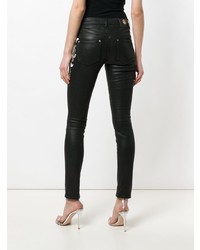 schwarze bestickte enge Jeans von Roberto Cavalli