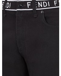 schwarze bestickte enge Jeans von Fendi
