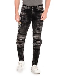 schwarze bestickte enge Jeans von Cipo & Baxx