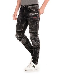 schwarze bestickte enge Jeans von Cipo & Baxx