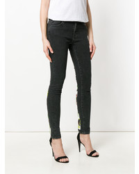 schwarze bestickte enge Jeans von Off-White