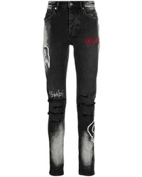 schwarze bestickte enge Jeans von Ksubi